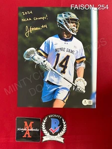 Jordan Faison autographed signed 8x10 photo Notre Dame lacrosse Beckett COA - Picture 1 of 2