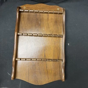 Vintage Collector Souvenir Spoon Large Wood Display Holder Rack Holds 24 - Picture 1 of 12