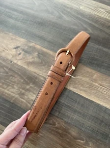 Cinturón de cuero vintage BURBERRYS marrón con hebilla de latón talla 30 (1898) - Imagen 1 de 11