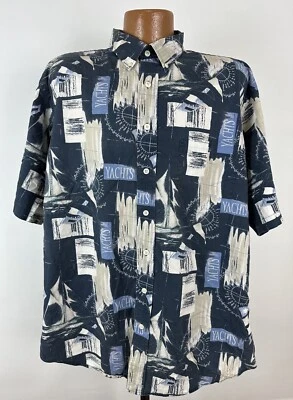 Camisa De Colección Años 90 Roundtree & Yorke Yachts XL Azul Marino Brújula de Vela Preppy DEFECTUOSA Foto 1 de 4