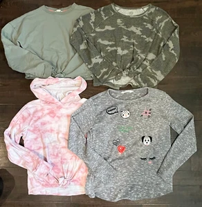 Girls H&M Old Navy Tie Dye Camo Long Sleeve Shirt Sweater Lot 10 12 L Large - Picture 1 of 10