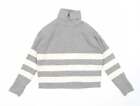 New Look Womens Grey Roll Neck Striped Viscose Pullover Jumper Size S