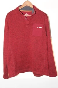 Woolrich Herren XL 1/4 Snap Pullover Pullover Sweatshirt Chet Tasche rot Vlies - Bild 1 von 8