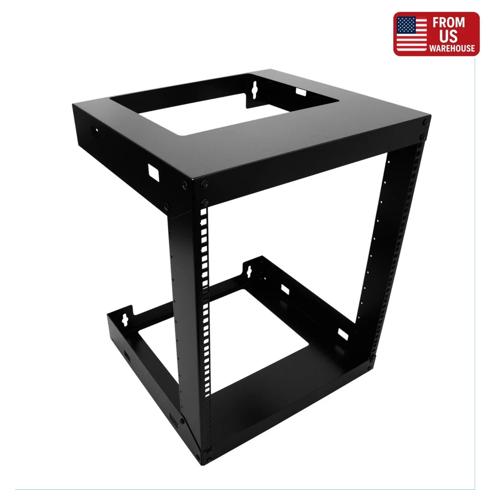 12U Wall Mount Open Frame 19'' Server Equipment Rack Threaded 18 inch depth - Image 1 of 1