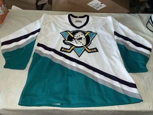 Authentic Anaheim Mighty Ducks Trikot NHL weiß CleaN Vintage Vintage Herren 52 Mic 90s - Bild 1 von 7