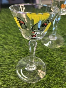 5 VNTG Gay Fad Novelty Tipsy Drunk Bent Mini Martini 2 Oz Tasting Glasses 1950s - Picture 1 of 10