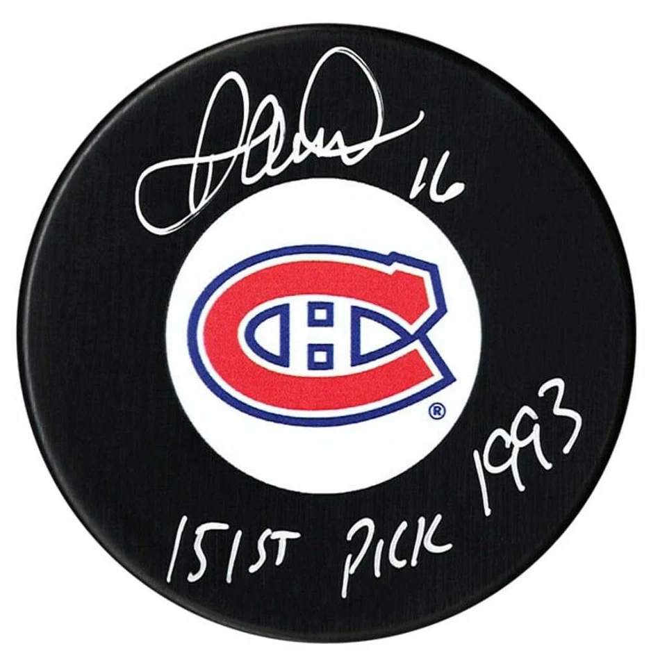 Darcy Tucker Autographed Montreal Canadiens Draft Inscribed Puck - Image 1 of 1