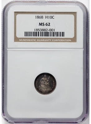 1868 H10C MS62 NGC. NGC Census: (6/47). Seated Half Dime - Image 1 of 2