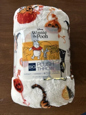 The Big One Plush Throw Blanket Winnie the Pooh Eeyore Tigger 60 x 72 Halloween - Image 1 of 4