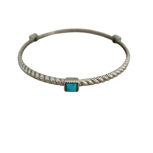 Judith Ripka 925 Sterling Silver Turquoise Cable Bangle Bracelet DS - Picture 1 of 7
