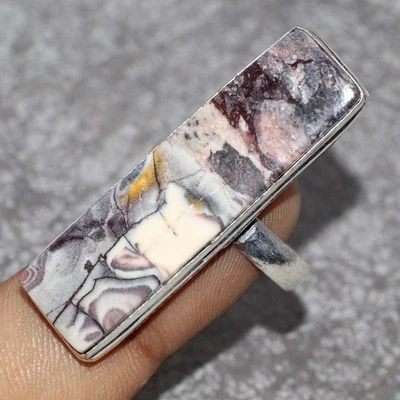 925 Silver Plated Massive Porcelain Jasper Ring Gemstone Size US 10 GW - Image 1 of 3