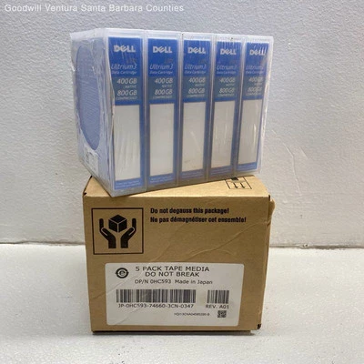 Paquete de 5 cartuchos de datos Dell LTO Ultrium 3 400 GB nativos 800 GB - sellados Foto 1 de 4