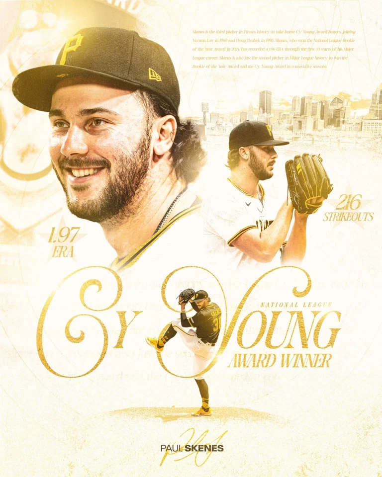 Paul Skenes Pittsburgh Pirates 8x10 photo 2025 CY Young Winner NL - Image 1 of 1