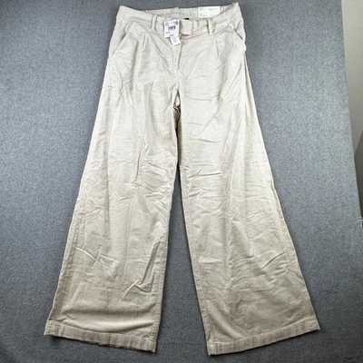 American Eagle Pants Womens 12 Long Beige Corduroy Wide Leg Trouser Stretch NWT - Image 1 of 4