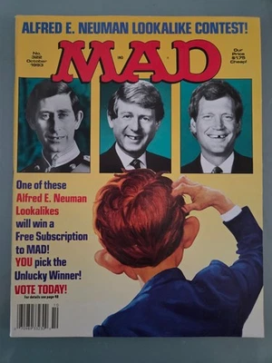 MAD MAGAZINE #322 October 1993 ALFRED E NEWMAN COVER! LOOKALIKE CONTEST - Image 1 of 2