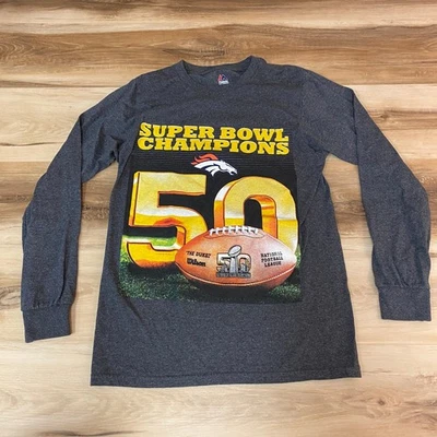 Camiseta Majestuosa Manga Larga Denver Broncos Super Bowl 50 Champions Para Hombre Pequeña Foto 1 de 4