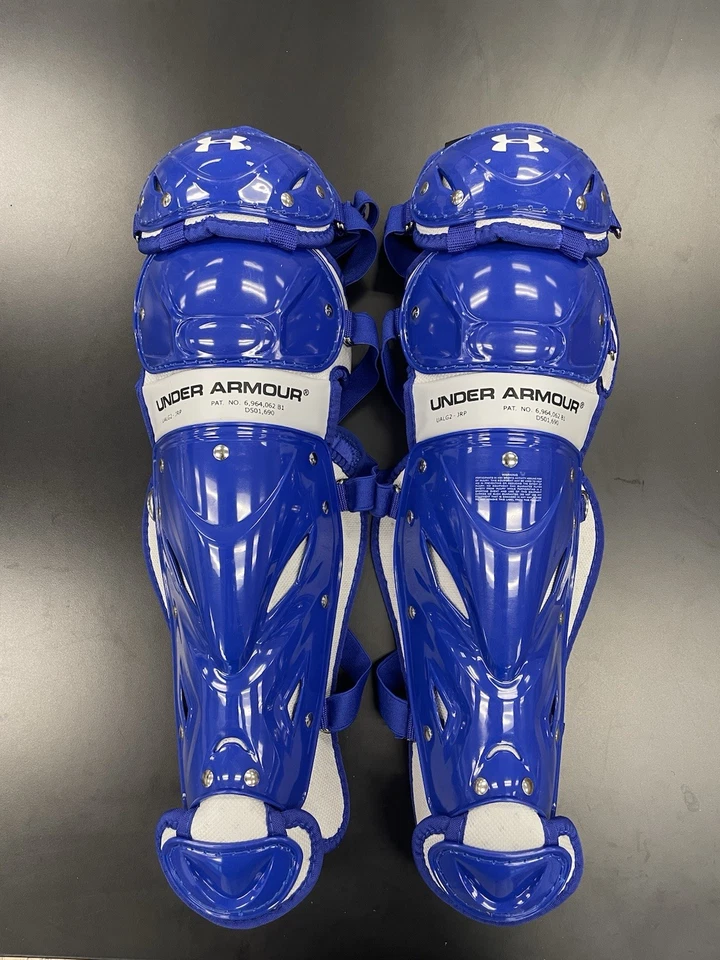 安德玛棒球护腿捕手/Umpire成人蓝色护腿 — 第 1/4 张图片