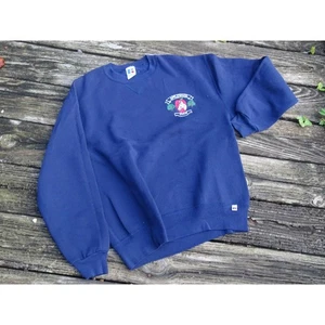 Vtg Sz L 90s Russell Athletic Sweatshirt Embroidered Logo Applewood Farms Horse - Picture 1 of 7