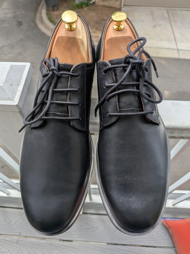 CLARKS Derby nero destrutturato pelle tinta unita uomo US 10 5 come nuovo