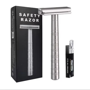 CNC Processed Safety Razor with 5 Replacement Blades Aluminum Shaving DE Razor - Picture 1 of 20