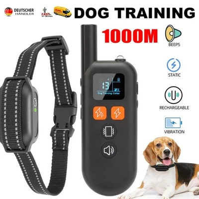 Elektroschock Pet Dog Training E-Halsband Anti-Bark Obedience Stromschlag 1000M - Bild 1 von 4