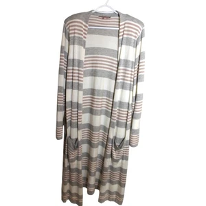 Laurie Felt Striped Cashmere Blend Open Front Duster Cardigan sz 2X - Picture 1 of 4