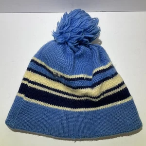 Meister Vintage Wool Pom Beanie Baby Blue Striped - Picture 1 of 5