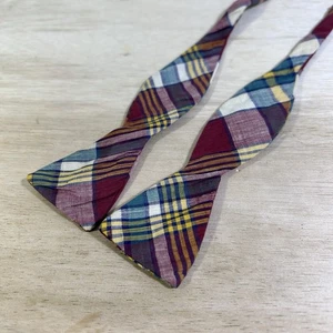 Pajarita de algodón Brooks Brothers roja azul verde amarilla a cuadros Madras Preppy India - Imagen 1 de 7