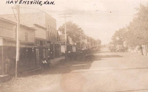 Havensville Kansas West Main Street RPPC Vintage 1908 Postcard - Picture 1 of 2
