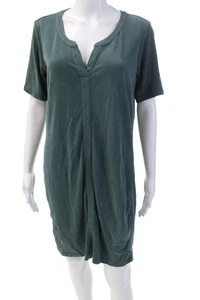 Athleta Womens Short Sleeve V-Neck Pullover Midi Dress Green Size M - Picture 1 of 6