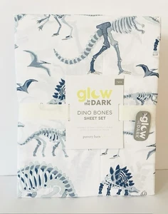 Pottery Barn DINO BONES Glow in the Dark Twin Sheet Set Kids Boy - Picture 1 of 4