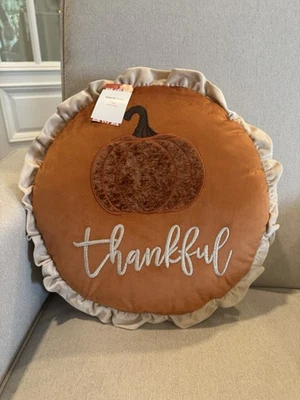 Kirkland’s Autumn/Fall Harvest Round Round Pillow 16” Thanksgiving  Cottage NEW - Image 1 of 4
