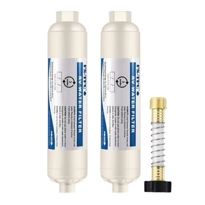 RV Inline Water Filter with Flexible Hose Protector Reduces Bad Taste, Odors,... - Picture 1 of 7