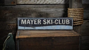 Custom Water Ski Club Est. Date Sign -Rustic Hand Made Vintage Wooden - Picture 1 of 1
