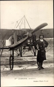 1915 FRENCH FEMALE PILOT Mlle DAMEDOZ Aviation; Real Photo Postcard Near MINT - Bild 1 von 2