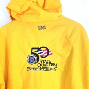 VTG U S Treasury Mint 50 State Quarters Mens  Medium Raincoat Jacket Hoodie Y2K - Picture 1 of 8