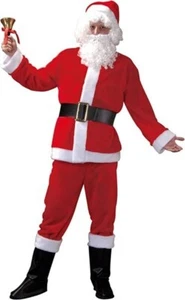 Santa Claus Suit Christmas Costume - Red Coat, Hat, Pants, Belt & Boot Tops - Picture 1 of 6