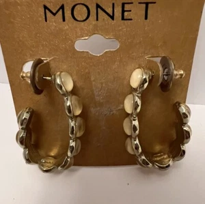 Vintage Monet hoops Jelly Belly Large Gold Tone - Picture 1 of 4