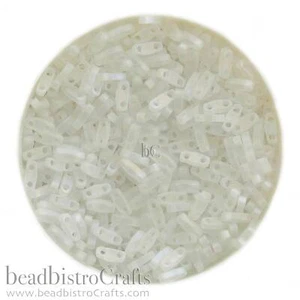 MIYUKI Quarter Tila Frosted Clear AB 2-Hole Seed Beads - 5/10 Grams - Picture 1 of 5