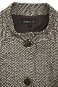 Lafayette 148 NY Brown/Taupe Multi Belted 100% Wool Knit Jacket/Blazer size 12 - Picture 1 of 7