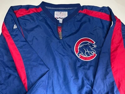 Chicago Cubs Warm Up Jacket Mens 2XT 1/4 Zip Majestic Pullover MLB Vintage Coat - Image 1 of 4