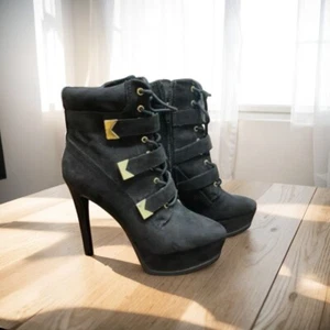 Thalia Sodi Women's Black Sasha Lace Up Platform Round Toe Dress Booties NIB - Picture 1 of 4