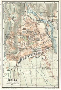Carta geografica antica BIELLA Pianta della città TCI 1916 Old antique map - Imagen 1 de 1