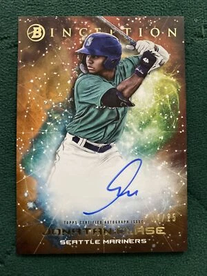 2022 Bowman Inception Orange /25 Auto Jonatan Clase Seattle Mariners Rookie - Image 1 of 2