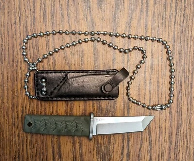 NEW COLD STEEL KYOTO I MINI TANTO + CUSTOM LEATHER NECK SHEATH + 6MM BALL CHAIN - Image 1 of 4