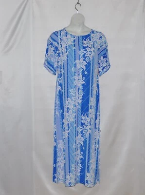 Maxi Vestido Bob Mackie Estampado Floral Manga Tulipán Tejido Talla S Azul Multi Foto 1 de 2