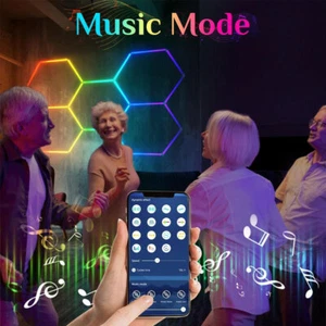 3/5X RGB APP Hexagon LED Lampe Werkstatt Garage Decken Leuchte Waben Beleuchtung - Bild 1 von 28