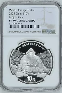NGC PF70 China 2022 Quanzhou Patrimonio de la Humanidad Laojun Rock 30g Moneda de Plata B - Imagen 1 de 3
