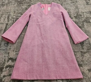 ELIZABETH MARTIN HARRIS TWEED Kleid - Größe UK 10 - rosa - Glockenärmel Damen - Bild 1 von 8