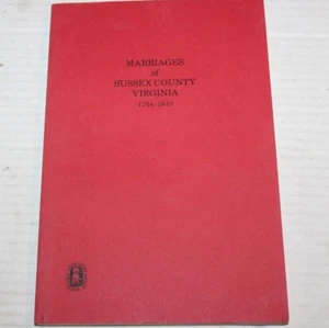 Libro de historia genealógica de Matrimonios del condado de Sussex Virginia 1754-1810 1952 - Imagen 1 de 12